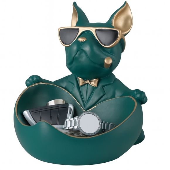French Bulldog Statue With A Built-In Storage Tray - NIB